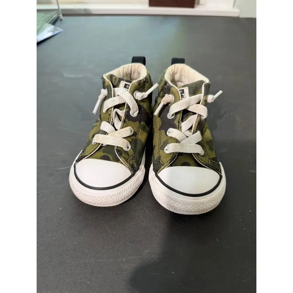 Converse Chuck Taylor All Star Camo Green Mid Top Toddler Size 7 737311F